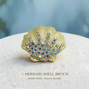 Sea Star Shell Ocean Theme Brooch Pin Alloy Enamel Colorful Rhinestone Artificial Pearl Marine Life Fashion Jewelry For Women