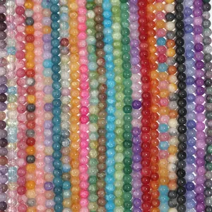 Perle rotonde in vetro sfaccettato colorato con texture crackle per gioielli fai da te