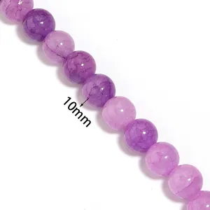 Perle tonde di vetro viola da 10 mm con motivo craquelé per la creazione di gioielli DIY