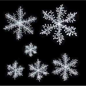 White brushed plastic snowflake Christmas tree ornaments 11cm for holiday window decoration