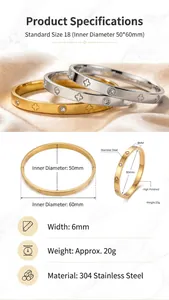 Spécifications techniques et guide des tailles pour bracelet jonc trèfle à quatre feuilles.