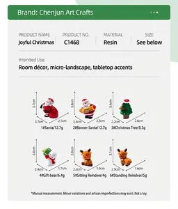 Ensemble de 6 figurines miniatures de Noël en résine pour décoration DIY.