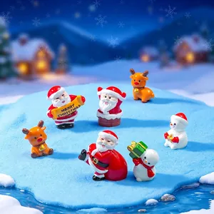 Figurines De Noël Miniatures Résine Père Noël Renne Bonhomme De Neige Ornements Micro Paysage Décoration Bureau DIY