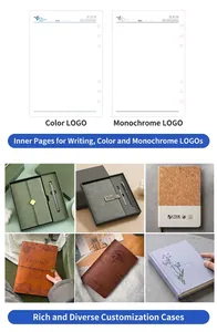 Customizable A6 retro leather notebook collection with diverse cover design examples.