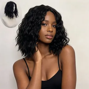 Women Short Black Curly Wig Heat Resistant Synthetic Fiber Afro Kinky Curly Bob Wig For Daily Party Costume Decoration