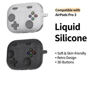 Retro Spielkonsole Stil Silikon Kopfhörer Schutzhülle Für AirPods Pro 2 3 4 Weiche Anti-Fall Abdeckung Mit Metall Schlüsselbund