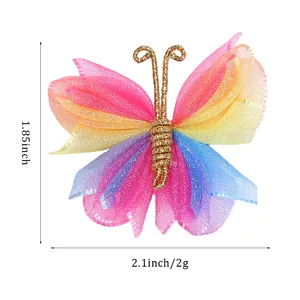 Barrette papillon en gaze dégradée pour filles, taille 5,3x4,7 cm, légère 2g
