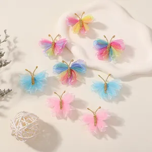 Lot de jolies barrettes papillon en tulle dégradé pour petites filles aux couleurs pastel