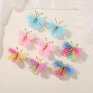 Accessoires pour cheveux en tulle papillon dégradé coloré pour filles et enfants