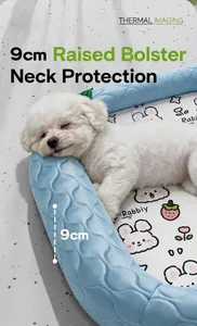 Detailed view of summer pet cooling bed featuring a 9cm raised rim for optimal neck support