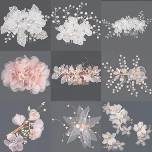 Peigne à Cheveux Élégant en Tissu Rose Fleur Avec Fausse Künstliche Perle Peigne Latéral de Mariage Pour Femmes Photographie Bijou