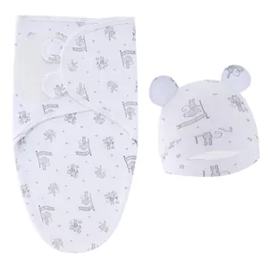 Ensemble de langes pour nouveau-nés en coton doux avec bonnet assorti et motif souris