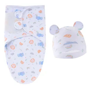 Ensemble lange pour nouveau-né et bonnet assorti avec motifs d'animaux