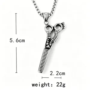 Collier avec pendentif ciseaux dragon style punk rétro pour hommes en acier inoxydable