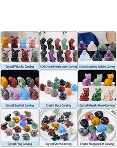 Collection of various small natural crystal animal carvings and mini figurines set