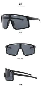 Black oversized outdoor sports cycling sunglasses with windproof shield lenses and matte finish
