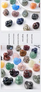 Detailed view of assorted natural crystal mini duck carvings in various colors