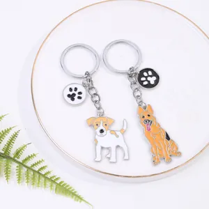 Niedliche Metall Emaille Haustier Hund Schlüsselanhänger mit Pfotenabdruck für Geschenke.