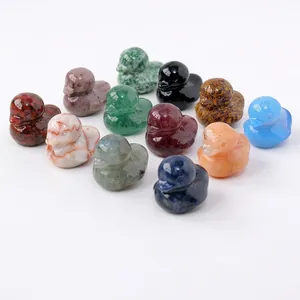 Natural Crystal Stone Mini Duck Carving Animal Figurine Polished Gemstone Figurine For Home Office Desk Decor Children Gift