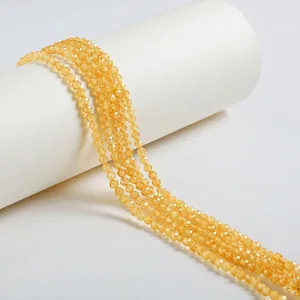Close-up detail of yellow faceted zircon beads for jewelry making projects