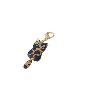 Cute cartoon calico cat charm with lobster clasp for bags and keychains