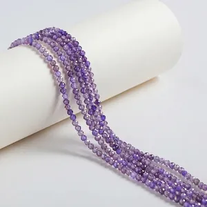 Detailed macro shot of faceted purple zircon loose beads for jewelry making