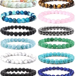 Natural Stone Beaded Bracelet For Women Men Stretch Healing Crystal Energy Beads Jewelry Gift Couple Friendship Bracelet