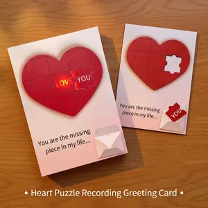 Romantic Valentine's Day greeting card with recording function and 3D heart puzzle