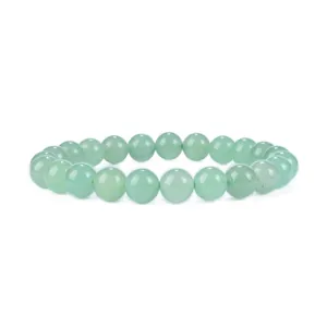 Elegant 8mm natural light green stone beaded bracelet for women with smooth round beads