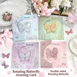 Detailed view of aesthetic 3D rotating butterfly greeting cards with floral accents