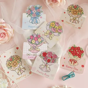 Detail view of colorful 3D floral bouquet greeting cards for romantic holiday greetings