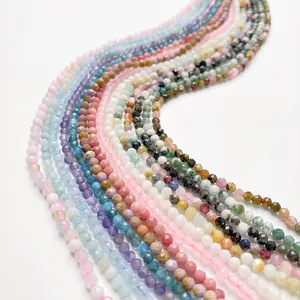 High quality 3mm faceted natural stone beads in various colors for DIY jewelry making