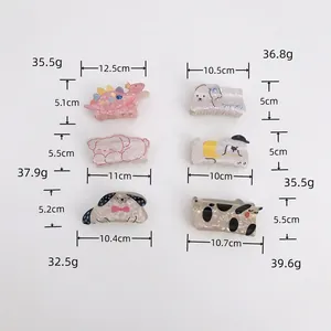 Detailed size and weight specifications for cartoon animal acrylic hair claws.