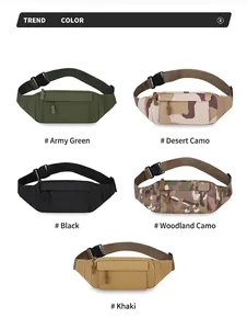 Variété de sacoches tactiques pour hommes en vert, noir et motifs de camouflage