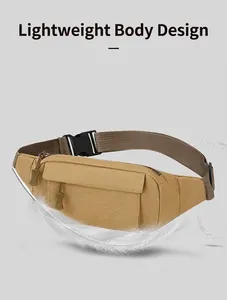 Sac banane tactique kaki au design léger avec sangle réglable pour les activités de plein air.