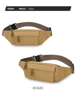 Vue détaillée de la sacoche tactique kaki sous deux angles différents montrant le design.