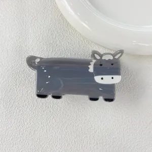 Cute grey cartoon donkey acetate hair claw clip unique animal hair accessory for women