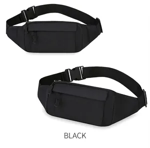 Vue détaillée de la sacoche banane tactique noire pour hommes montrant différents angles