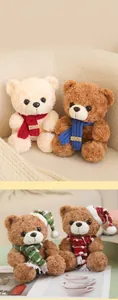 Peluche orsetto con sciarpe in maglia in vari stili e temi natalizi, set morbido