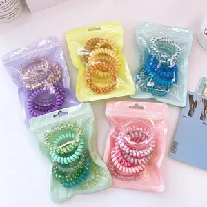 Bunte Spiral-Haargummis Set in lebhaften Dopamin-Bonbonfarben, hohe Elastizität, langlebig