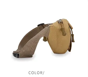 Vue latérale du sac de taille tactique avec tissu en nylon et fermetures éclair