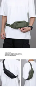 Vue détaillée de la sacoche de ceinture tactique pour hommes en vert armée et noir