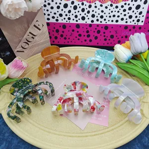 Elegant acetate large pumpkin hair claw clips for thick hair set of 5