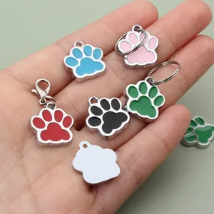 Colorful paw print alloy metal charms for pet ID tags and DIY jewelry pendants