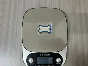 Macro view showing the bone-shaped pet ID tag weighing approximately 9 grams on a scale