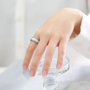 8mm Transgender Pride flag striped stainless steel ring for LGBTQ+ community support