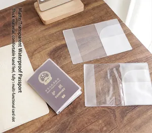 Detailed view of transparent frosted waterproof passport covers with multi card slots