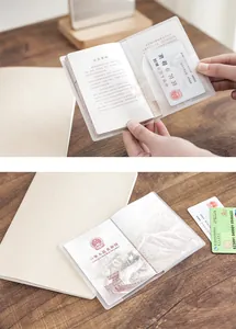 Close-up of transparent passport cover showing ID card and passport storage detail