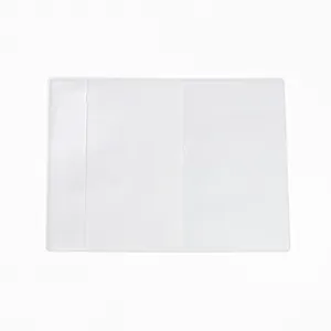 Clear thick PVC passport cover protector for travel documents and identification.