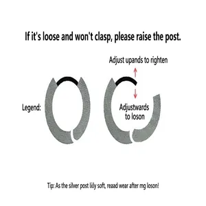 Detailed instruction showing how to adjust the silver pin of leopard print hoop earrings.